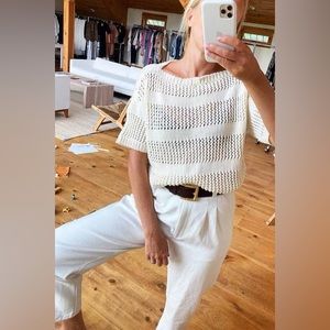 Emerson Fry Short Sleeve Sweater, Ivory, Large